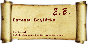 Egressy Boglárka névjegykártya